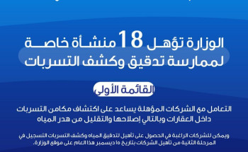 “البيئة” تؤهل 18 منشأة لممارسة تدقيق وترشيد استهلاك المياه وكشف التسربات
