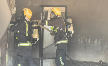 مدني طبرجل يباشر حادث حريق وسط منزل