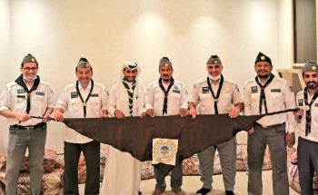 رواد كشافة محافظة المجمعة يحتفون باليوم العالمي للمنديل الكشفي بقلعة منيخ