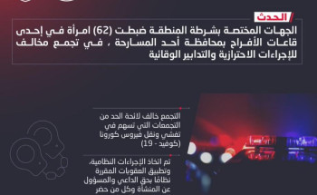 الجهات الأمنية تضبط 62 امرأة مخالفة في تجمع بقاعة احتفالات باحد المسارحة ..