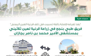 مستشفى الأمير محمد بن ناصر  بجازان ينجح في زراعة قرنية لعين لمريض  