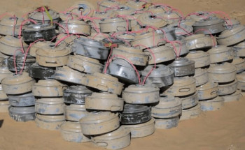 “مسام” يتلف 462 لغمًا مضادًا للدبابات غرب شبوة