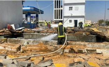 “مدني سكاكا” يسيطر على حريق اندلع في خزانين أرضيين في محطة وقود