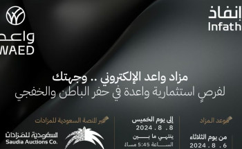 “العنوان” تُطلِق مزاد “واعد” الإلكتروني لبيع 14 فرصة استثمارية في الخفجي وحفر الباطن