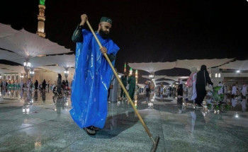 هيئة المسجد النبوي تكثف أعمالها تزامنًا مع الأمطار على المدينة المنورة