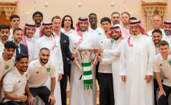 سمو ولي العهد يستقبل سمو وزير الرياضة ورئيس الاتحاد السعودي لكرة القدم ورئيس وأعضاء مجلس إدارة النادي الأهلي والجهازين الفني والإداري ولاعبي فريق كرة القدم بمناسبة تحقيقهم بطولة دوري أبطال آسيا للنخبة 2025