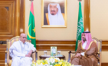 ولي العهد يلتقي الرئيس الموريتاني ويبحثان مجمل العلاقات الثنائية