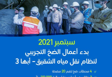 في سبتمبر القادم : التحلية تبدأ أعمال الضخ التجريبي لنظام نقل مياه الشقيق- أبها 3