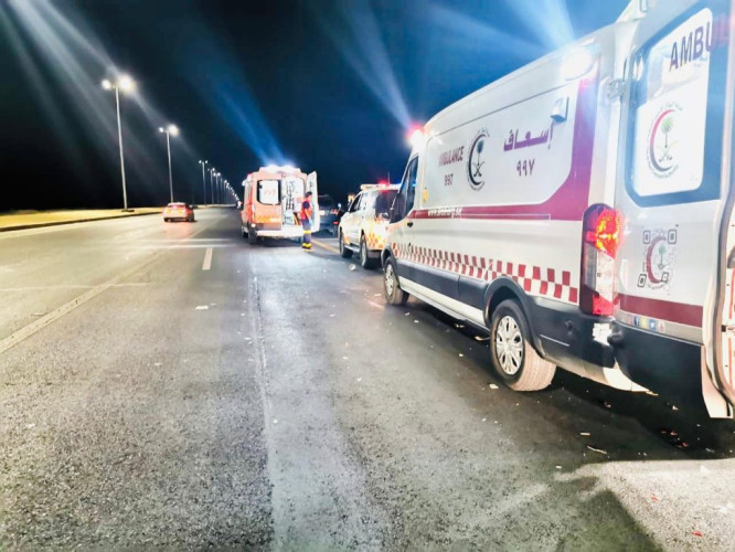 ست إصابات نتيجة حادث وقع على طريق الأمير عبد الاله بسكاكا و “الهلال الأحمر” يباشر