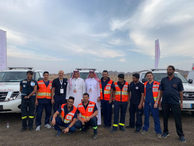 هيئة الهلال الأحمر السعودي بالمدينة المنورة تشارك في رالي  العلا نيوم للتغطية الإسعافية
