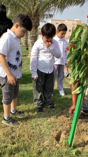 25 طالب من ذوي الإعاقة يشاركون البلدية في زراعة الأشجار