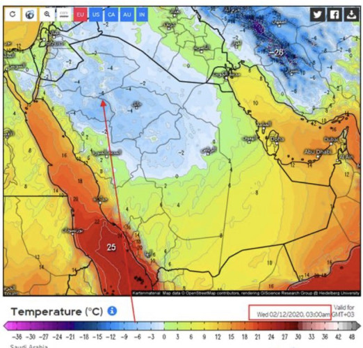 موجة برد و صقيع قارسة جديدة.. على بعض مناطق المملكة