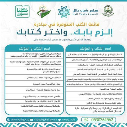 توزيع 10 آلاف كتاب في ختام مبادرة الزم بابك واختر كتابك بحائل