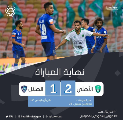 الأهلي يكسب الهلال في قمة مواجهات الجولة 26 من دوري كأس الأمير محمد بن سلمان للمحترفين