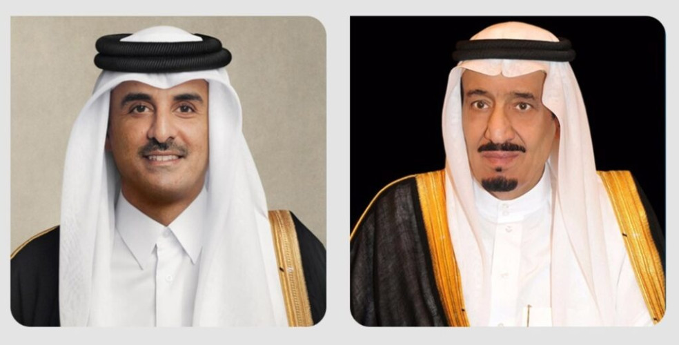 خادم الحرمين الشريفين يتلقى اتصالاً هاتفياً من أمير دولة قطر هنأه خلاله بقرب حلول عيد الفطر المبارك