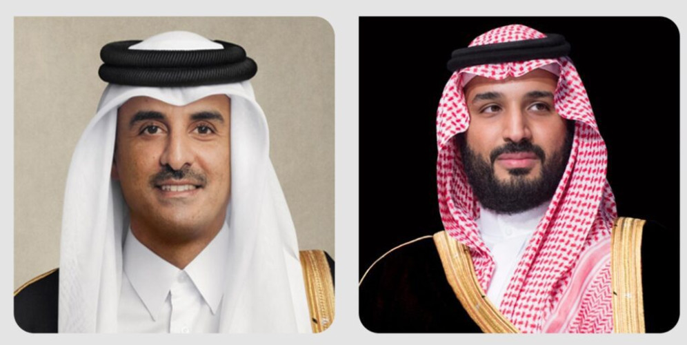 ولي العهد يتلقى اتصالاً هاتفياً من أمير دولة قطر هنأه خلاله بقرب حلول عيد الفطر المبارك