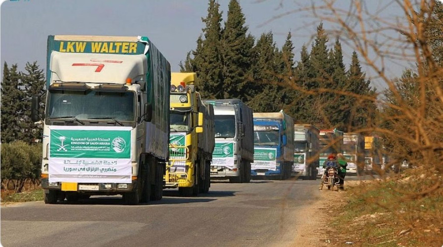 المملكة تسير 22 شاحنة إغاثية لتوزيعها بالمناطق المتضررة من الزلزال في سوريا