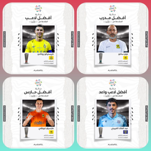 كريستيانو رونالدو يفوز بجائزة لاعب الشهر في دوري روشن السعودي.. والاتحاد يستحوذ على جائزتين