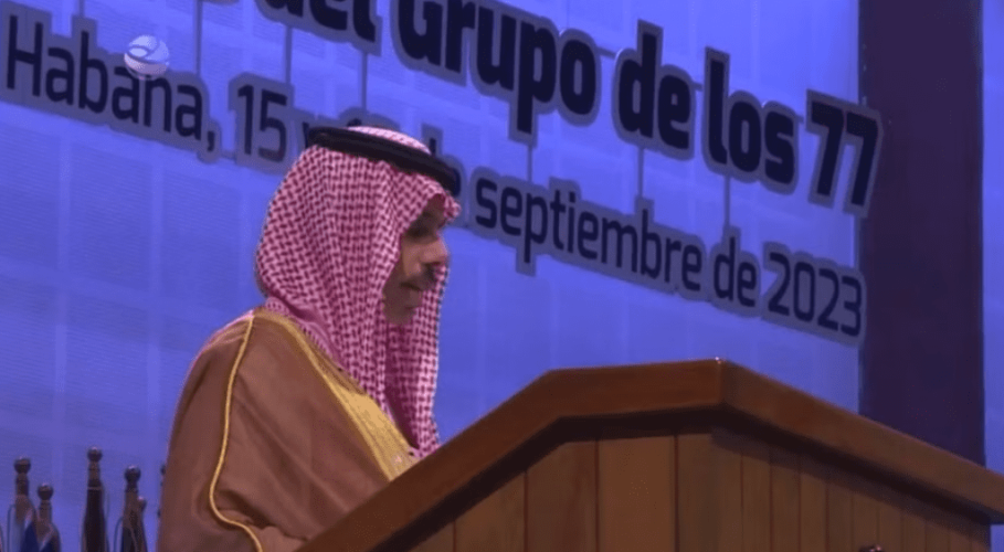 فيصل بن فرحان في قمة مجموعة الدول الـ77+ الصين: الاستثمار في تكنولوجيا الطاقة النظيفة سيسهل التحول العادل والشامل