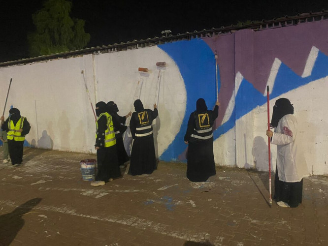 فنانة تشكيلية تعرضت لجلطة أثناء رسم جدارية الوطن 93 بالجوف