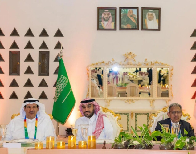 وزير الرياضة يحتفي بضيوف المملكة في حفل العشاء الرسمي لدورة الألعاب السعودية الثالثة