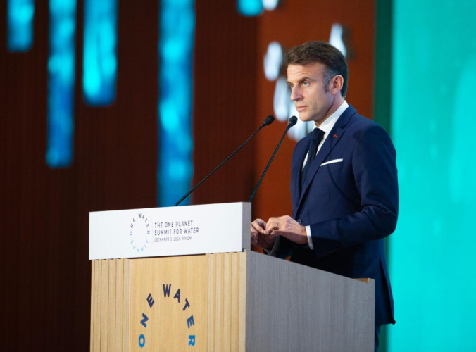 الرئيس الفرنسي: تحدي المياه مرتبط بندرتها.. وتغيّر أوضاعها يجعل من الصعب توقع توافر كمياتها