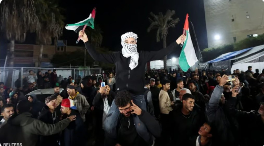 احتفالات في غزة مع الإعلان عن اتفاق وقف إطلاق النار