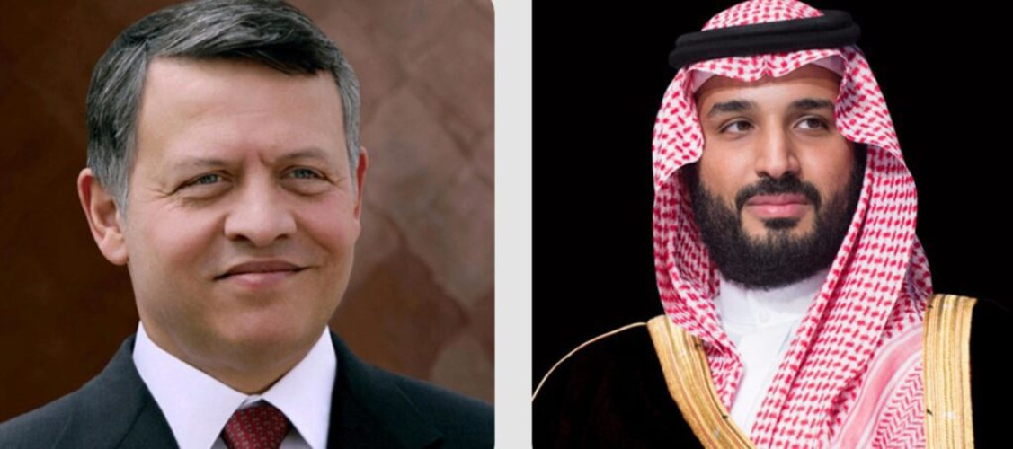 سمو ولي العهد يتلقى اتصالًا هاتفيًا من ملك الأردن هنأه فيه بحلول عيد الفطر