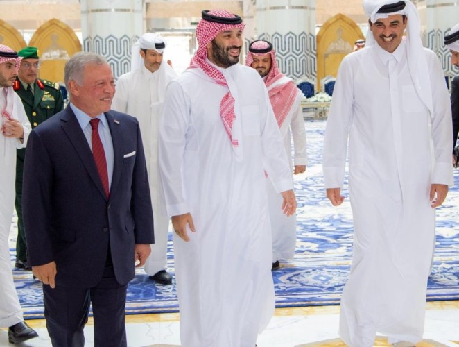 لقاء ثلاثي بين سمو ولي العهد وملك الأردن وأمير دولة قطر