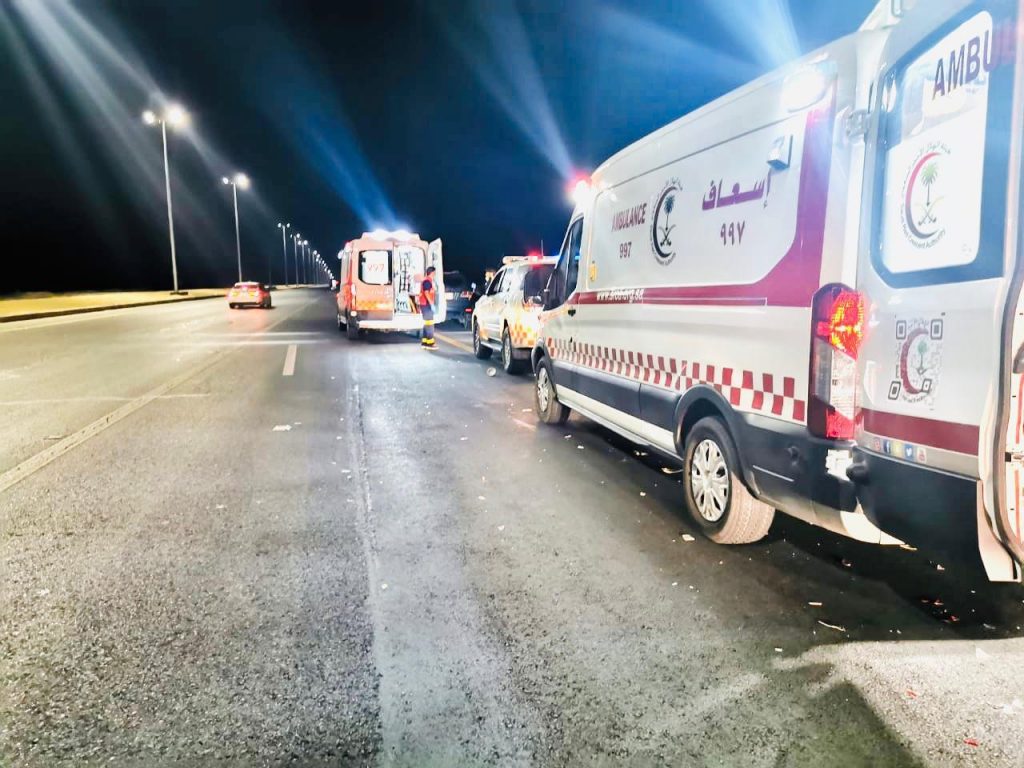 ست إصابات نتيجة حادث وقع على طريق الأمير عبد الاله بسكاكا و “الهلال الأحمر” يباشر