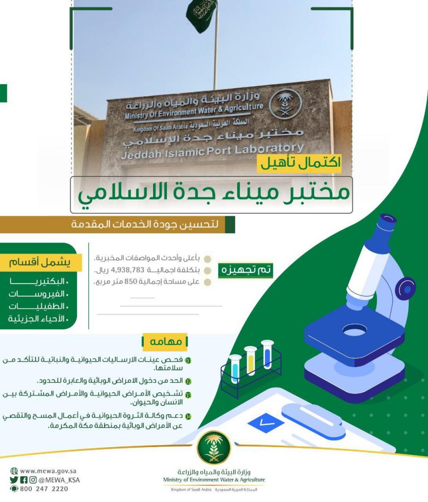 “البيئة” تعلن اكتمال تأهيل مختبر ميناء جدة الاسلامي لتحسين جودة الخدمات المقدمة